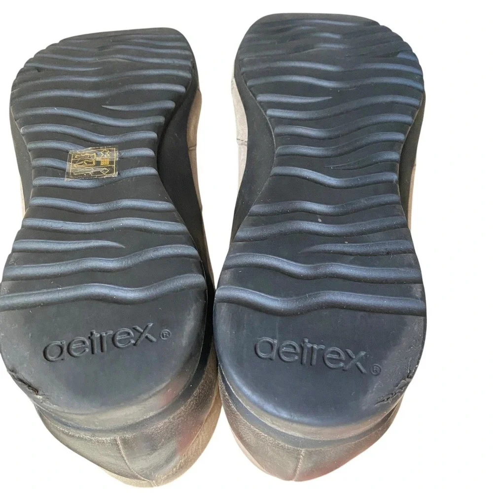 Aetrex Shoes Women 7.5 Gray Leather Flat Lace Up Retro Prairie Cottage Sienna